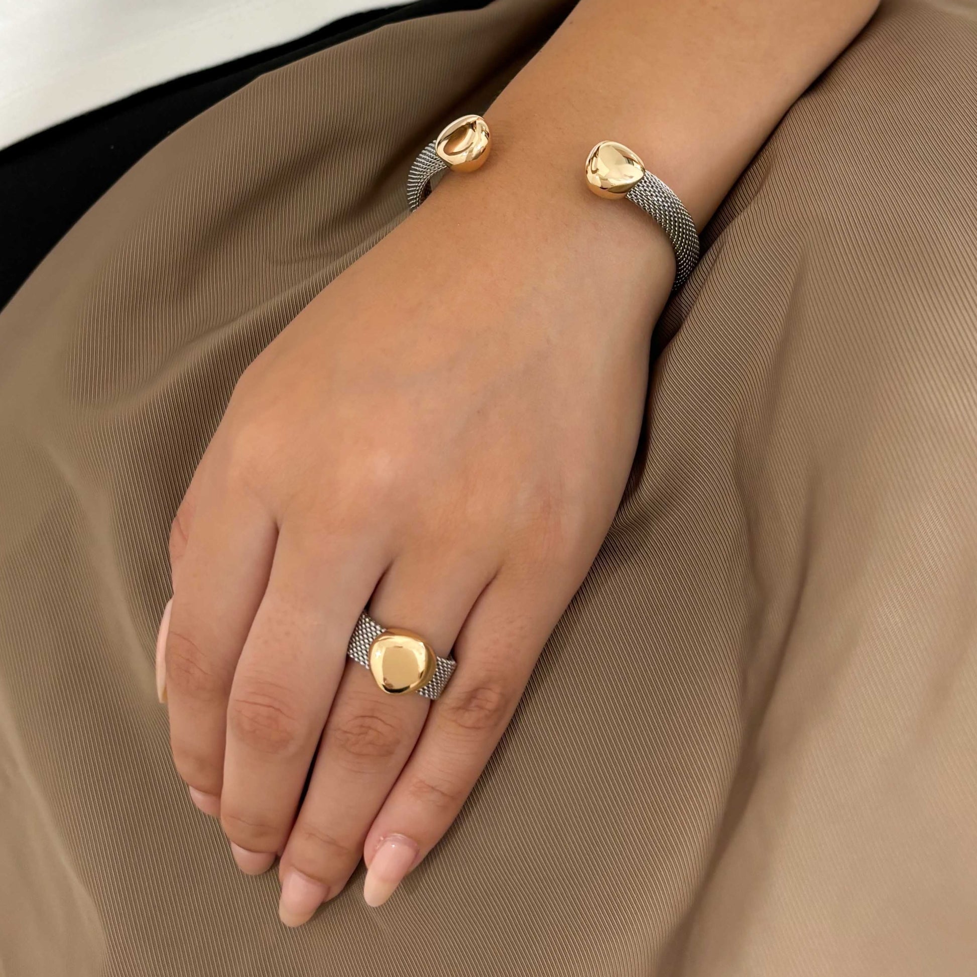 Anillo Oro Blanco Anillo Malla Tous Anillo Oro 18kt Y Acero TOUS