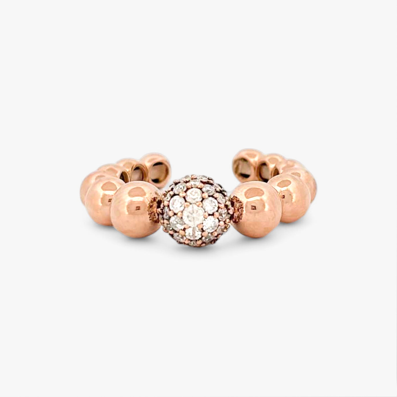 Anillo abierto de oro rosa 18kt con diamantes - 13116GM