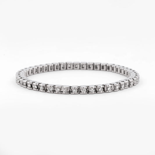 Pulsera Riviere de la firma TOUS realizada en oro blanco de 18kt con 46 diamantes. Joyas de segunda mano de firma. Joyas Tous restauradas al mejor precio.