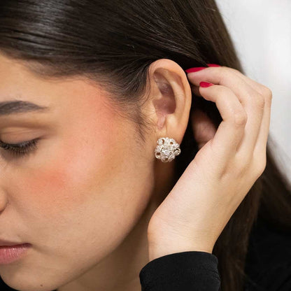 13540GM - Pendientes vintage con flor de diamantes