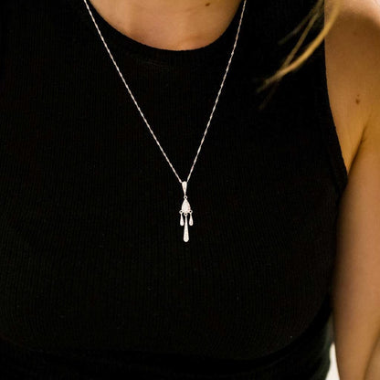 13553GM - Collar oro blanco con colgante tres gotas de diamantes