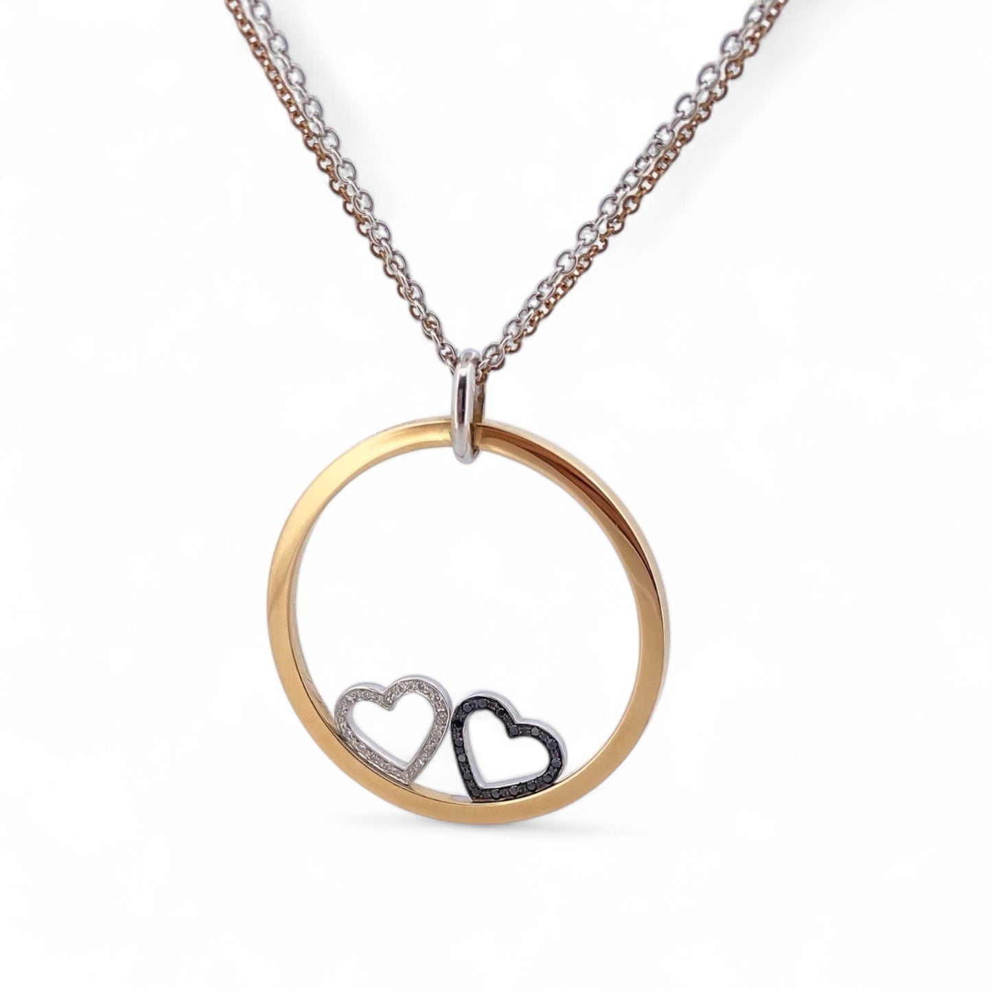 13722GM - Collar Pesavento con circunferencia y dos corazones