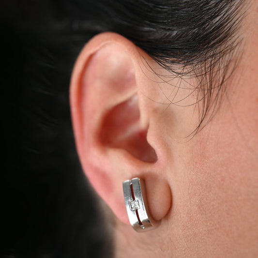 Pendientes oro blanco 18kt con diamantes princesa - 13734GM