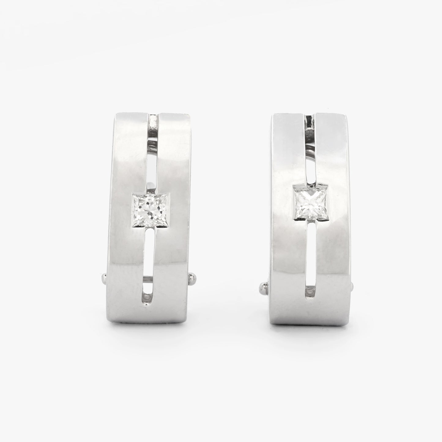 Pendientes oro blanco 18kt con diamantes princesa - 13734GM