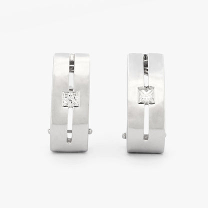 Pendientes oro blanco 18kt con diamantes princesa - 13734GM
