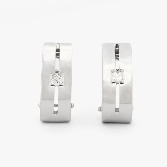 Pendientes oro blanco 18kt con diamantes princesa - 13734GM