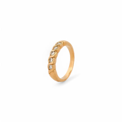 13739GM - Media alianza oro amarillo 18kt con carril 5 brillantes