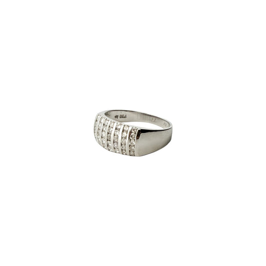 13742GM - Sortija oro blanco 18kt y carriles con 35 diamantes