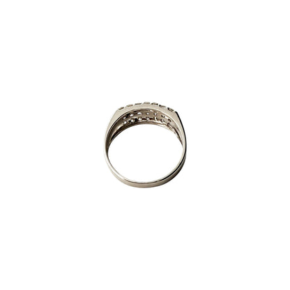13742GM - Sortija oro blanco 18kt y carriles con 35 diamantes