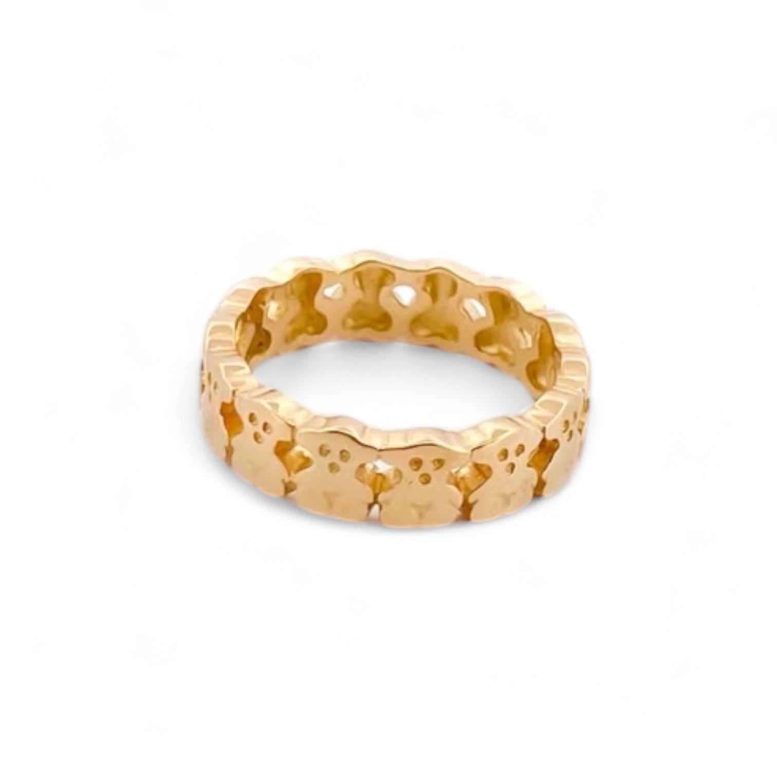Anillo tipo alianza de oro amarillo de 18kt con los icónicos ositos&nbsp; Puppies de la firma Tous. Pieza original
Peso: 4,87g
Talla: 17,5
Joyería Ian'or, la mejor joyería compra-venta de Oro de Barcelona, te garantizamos el mejor precio. Joyas TOUS al mejor precio