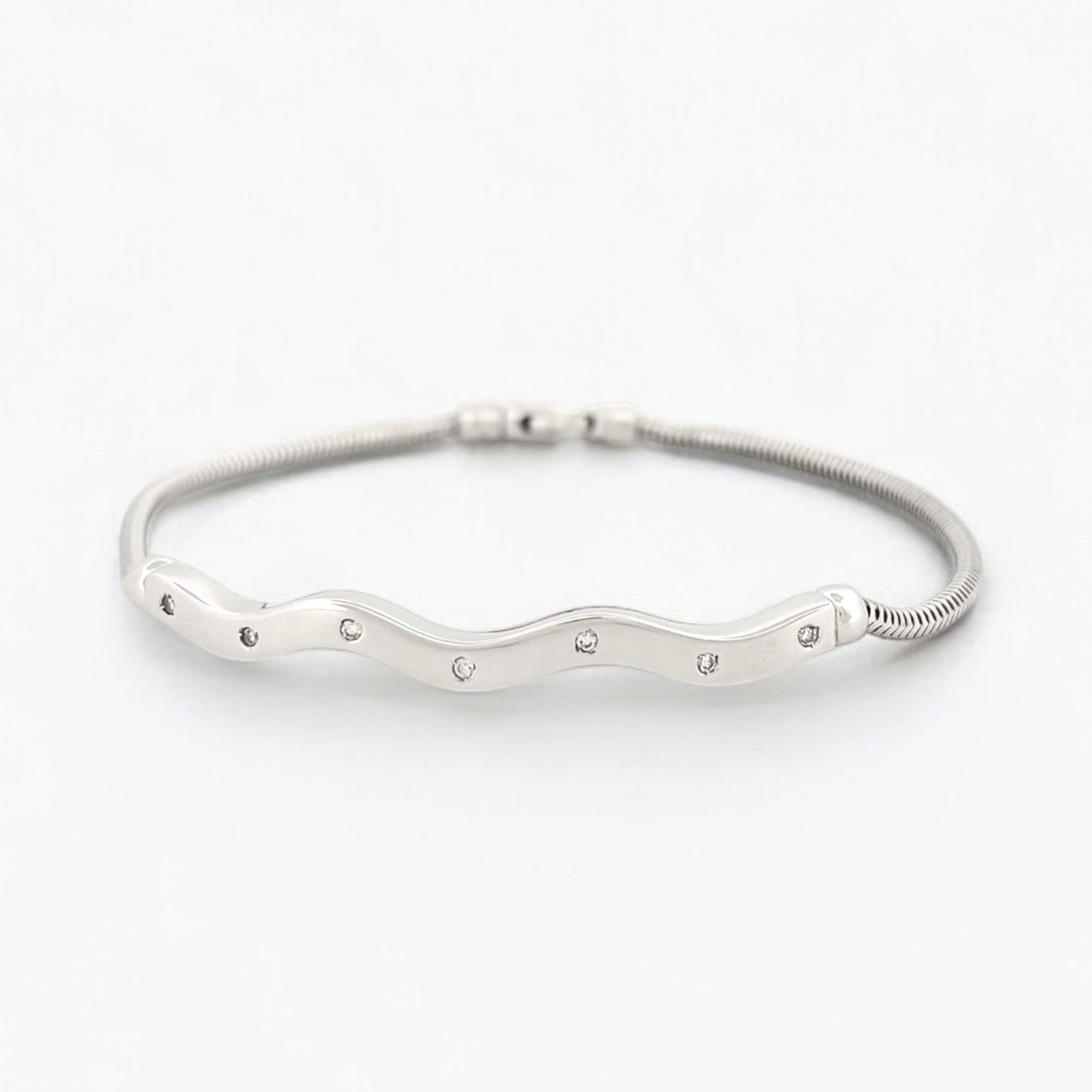 Pulsera semirrígida oro blanco y diamantes cadena serpiente - 13815GM