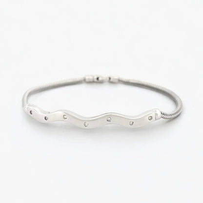 Pulsera semirrígida oro blanco y diamantes cadena serpiente - 13815GM
