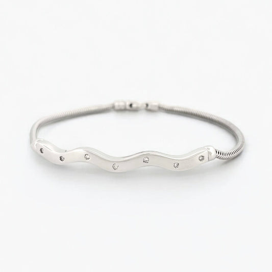 Pulsera semirrígida oro blanco y diamantes cadena serpiente - 13815GM