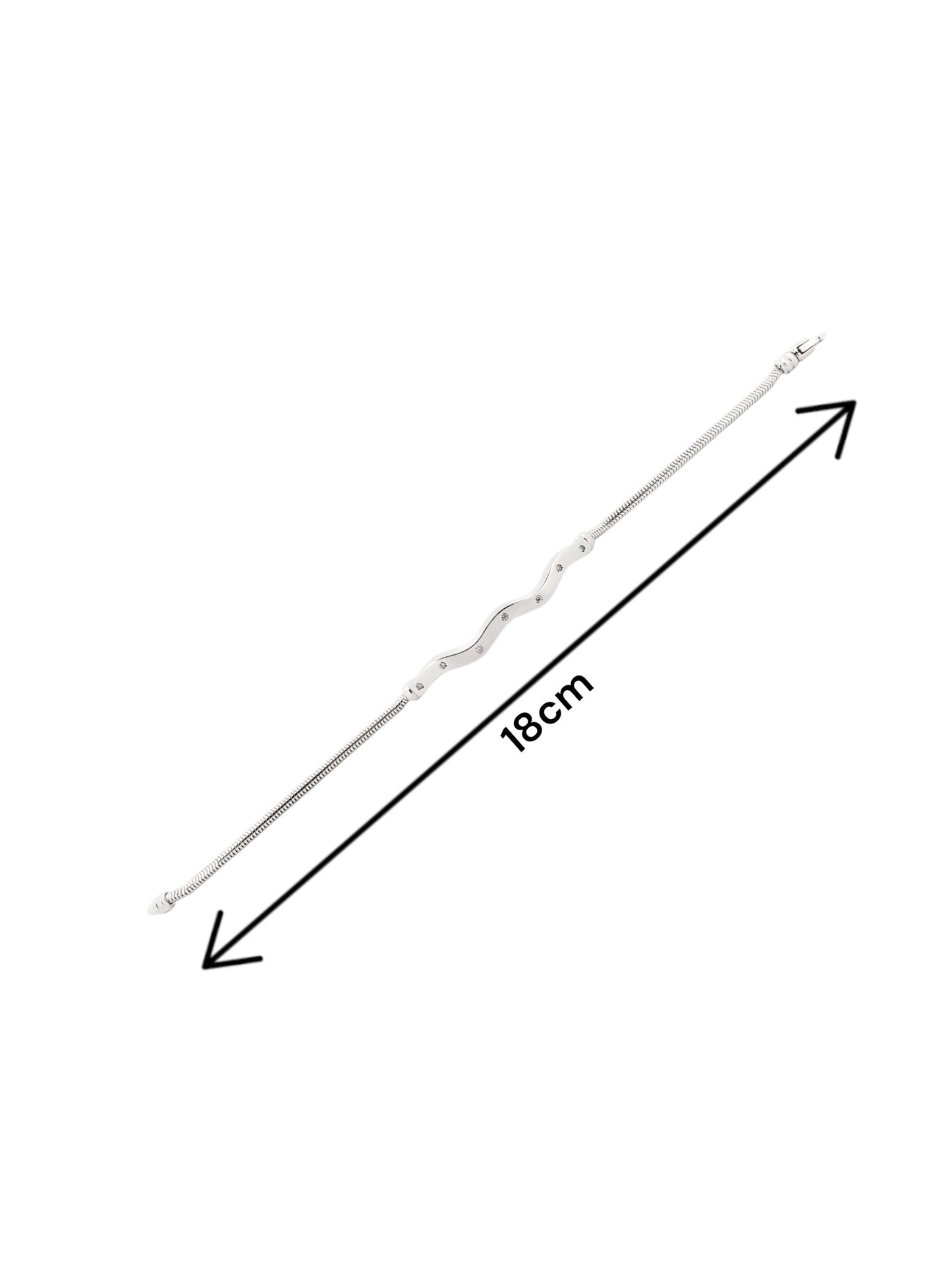 Pulsera semirrígida de oro blanco de 18kt con cadena tipo serpiente y placa irregular con 7 diamantes integrados. Esta pulsera dispone de cierre tipo mosquetón. Cierre de cajón. Compro Oro al mejor precio, joyería segunda mano Barcelona, diseño y transformación de joyas.