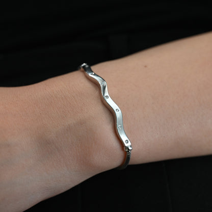Pulsera semirrígida oro blanco y diamantes cadena serpiente - 13815GM