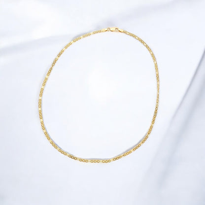 Comprar collar de oro amarillo de 18kt con cadena tipo Bismark combinada con un cierre tipo mosquetón. Medida: 40,7cm largo. Joyas de segunda mano en Barcelona.