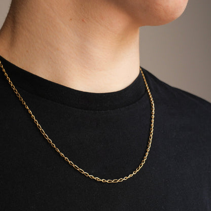 13836GM - Collar cadena barbada con eslabón alargado oro 18kt - 55cm