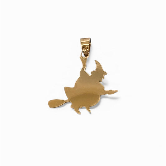 Comprar colgante medalla de bruja realizada en oro amarillo de 18kt. Dispone de una valía para poder combinar con una cadena y llevarlo como collar. Joyería Ian'Or. Joyas de segunda mano. Joyas restauradas. Colgantes baratos. Envío gratis.