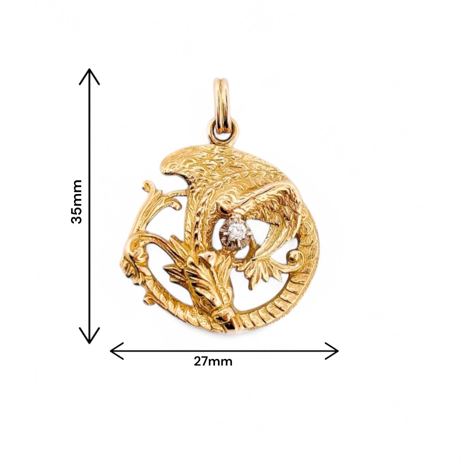 Comprar colgante medalla de dragón realizada en oro amarillo de 18kt. Joyería Ian'Or. Joyas de segunda mano. Joyas restauradas. Colgantes baratos. Envío gratis.