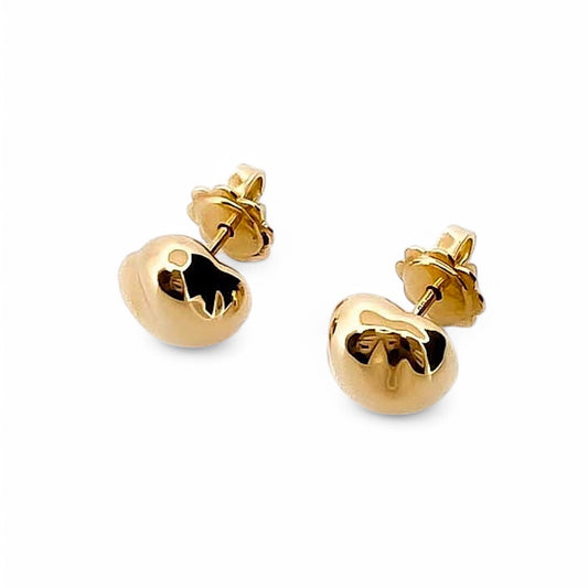 Pendientes originales de la firma Tiffany & Co de la colección Bean de Elsa Peretti realizado en oro amarillo de 18kt con cierre de presión. Joyas marca segunda mano. 
