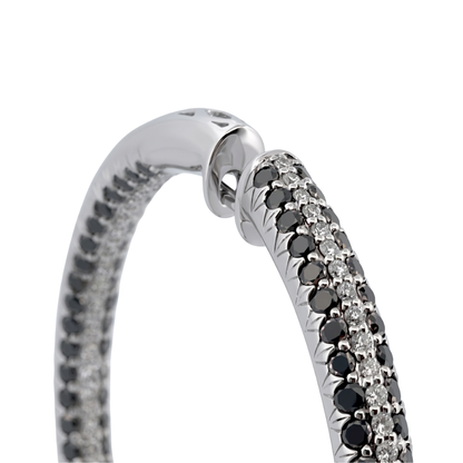 Pendientes de Aro realizados en oro blanco de 4cm de diámetro interior y cierre por presión. Joyas de segunda mano. Envío gratis. Joyas con diamantes baratas.