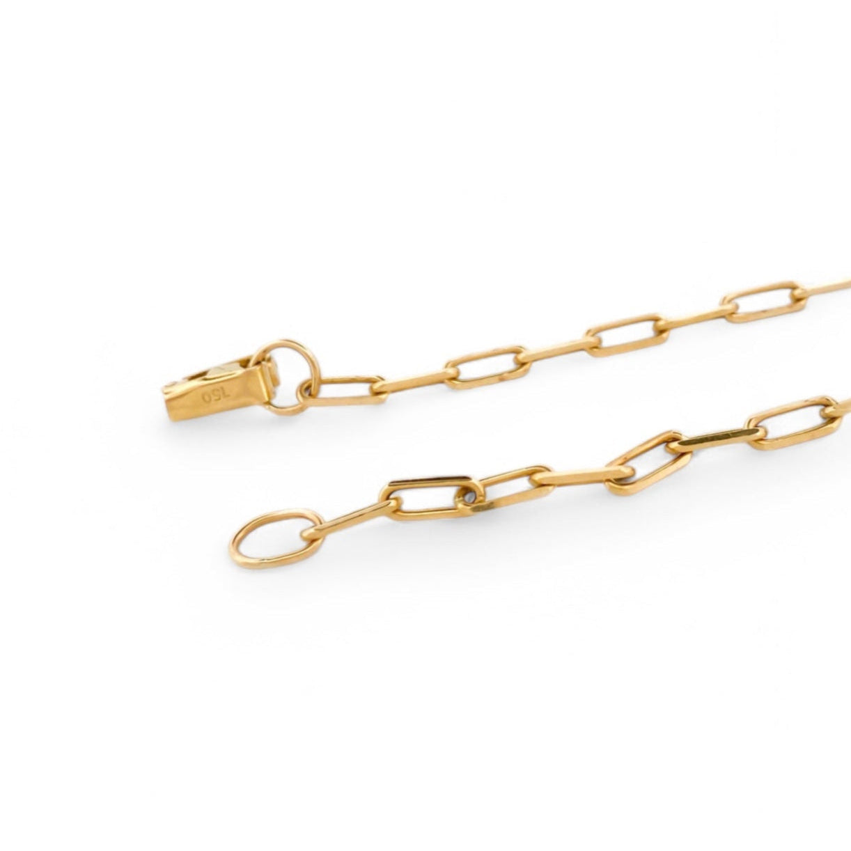 Comprar collar de oro amarillo de 18kt con cadena forzada de eslabones largos con un cierre tipo desplegable. Cadenas de oro de 18kt baratas. Envío gratis.