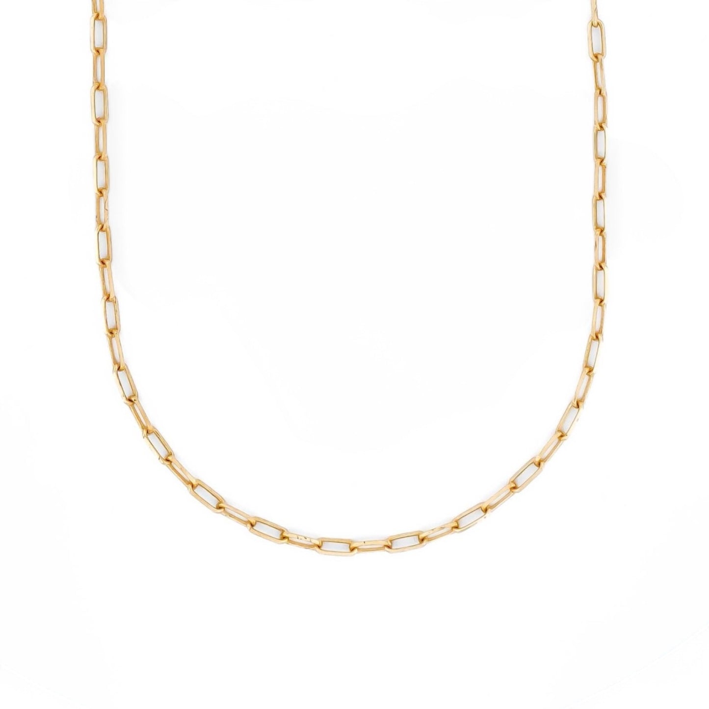 Comprar collar de oro amarillo de 18kt con cadena forzada de eslabones largos con un cierre tipo desplegable. Cadenas de oro de 18kt baratas. Envío gratis.