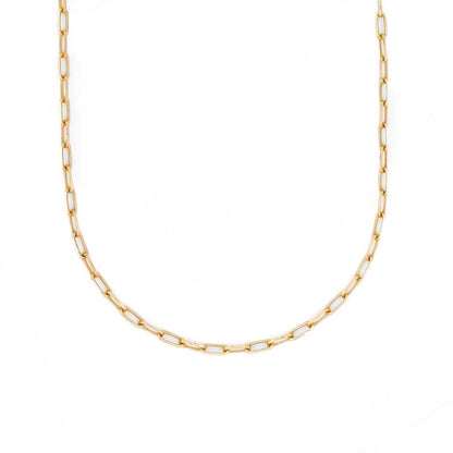 Comprar collar de oro amarillo de 18kt con cadena forzada de eslabones largos con un cierre tipo desplegable. Cadenas de oro de 18kt baratas. Envío gratis.