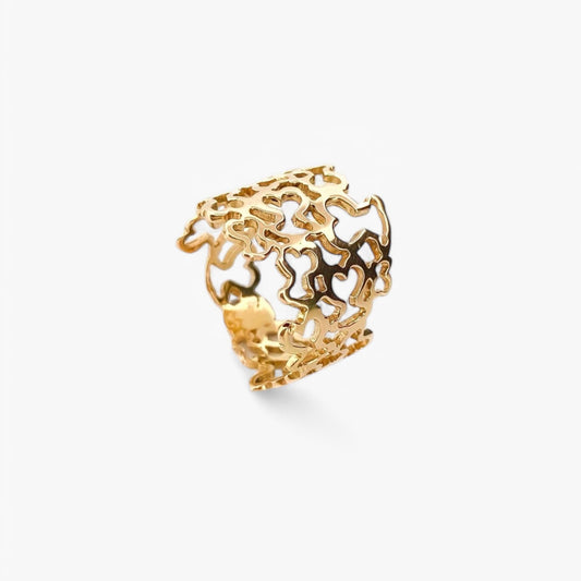 Anillo original de TOUS realizado en oro amarillo de 18kt modelo Milosos con el icónico relieve de los Ositos de Tous. Joyas de Tous de oro baratas en Bcn.