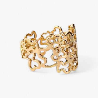 Anillo original de TOUS realizado en oro amarillo de 18kt modelo Milosos con el icónico relieve de los Ositos de Tous. Joyas de Tous de oro baratas en Bcn.