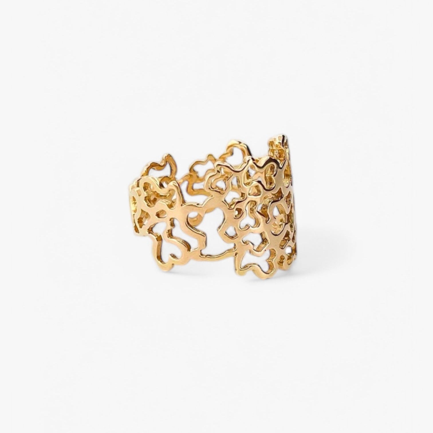Anillo original de TOUS realizado en oro amarillo de 18kt modelo Milosos con el icónico relieve de los Ositos de Tous. Joyas de Tous de oro baratas en Bcn.