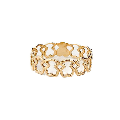 Anillo en oro amarillo de 18kt con la silueta de los icónicos ositos Puppies de la firma Tous. Pieza original de la firma. Joyas TOUS al mejor precio. Ian'Or.