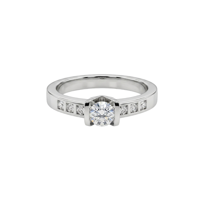 14296GM - Solitario en v oro blanco y diamantes