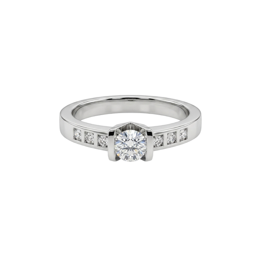 14296GM - Solitario en v oro blanco y diamantes