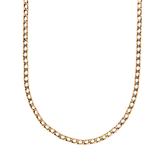 Comprar collar de oro de amarillo de 18kt con cadena barbada con eslabón alargado. La cadena mide 57cm de largo y 3mm de grosor. Envío gratis. Joyería Ian'Or.