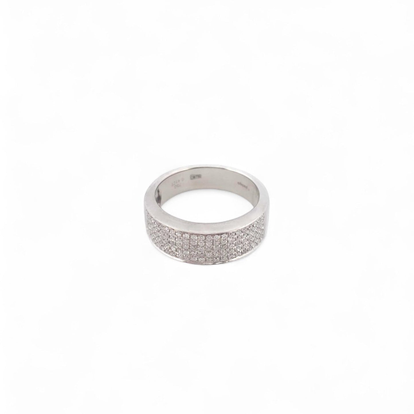 Comprar anillo realizado en oro blanco de 18kt con pavé de diamantes talla brillante. Joyas de segunda mano restauradas. Joyería Ian'Or. Envío gratis.