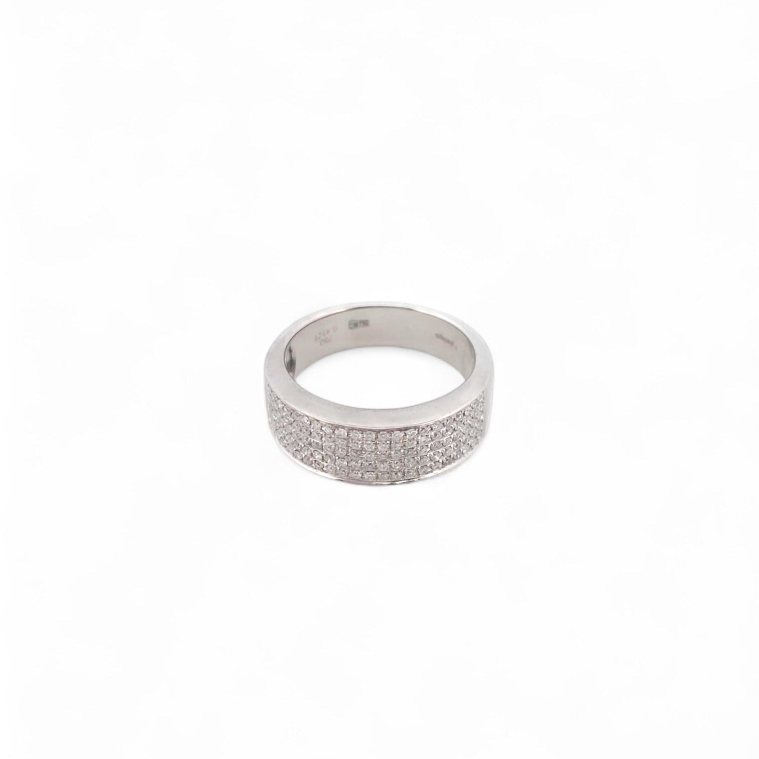 Comprar anillo realizado en oro blanco de 18kt con pavé de diamantes talla brillante. Joyas de segunda mano restauradas. Joyería Ian'Or. Envío gratis.