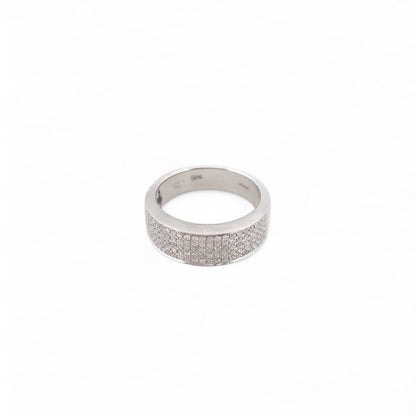 Comprar anillo realizado en oro blanco de 18kt con pavé de diamantes talla brillante. Joyas de segunda mano restauradas. Joyería Ian'Or. Envío gratis.