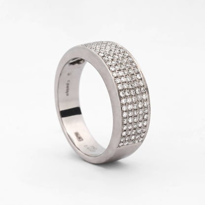 Comprar anillo realizado en oro blanco de 18kt con pavé de diamantes talla brillante. Joyas de segunda mano restauradas. Joyería Ian'Or. Envío gratis.