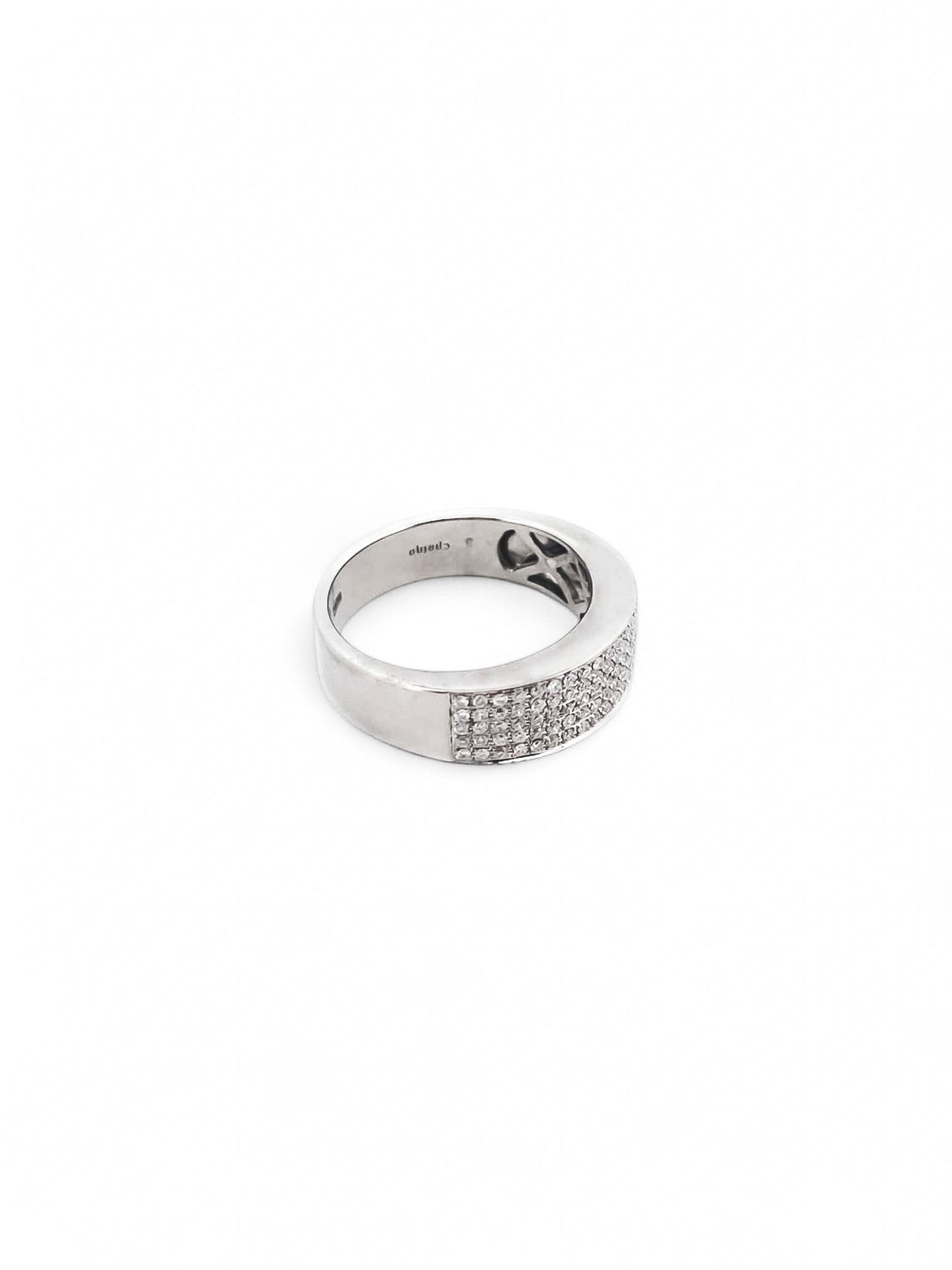 14457GM - Sortija oro blanco de 18kt con pavé de diamantes