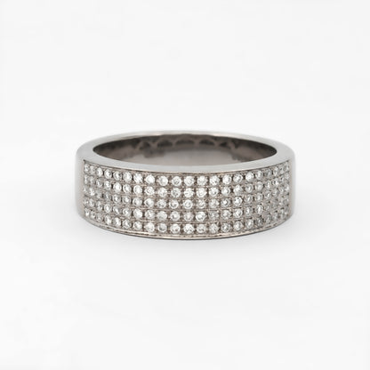 Comprar anillo realizado en oro blanco de 18kt con pavé de diamantes talla brillante. Joyas de segunda mano restauradas. Joyería Ian'Or. Envío gratis.