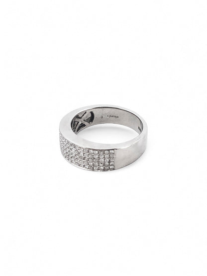 14457GM - Sortija oro blanco de 18kt con pavé de diamantes