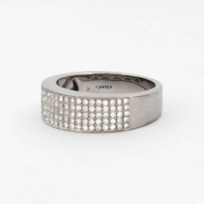 Comprar anillo realizado en oro blanco de 18kt con pavé de diamantes talla brillante. Joyas de segunda mano restauradas. Joyería Ian'Or. Envío gratis.