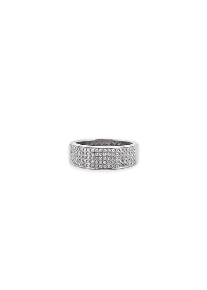 14457GM - Sortija oro blanco de 18kt con pavé de diamantes