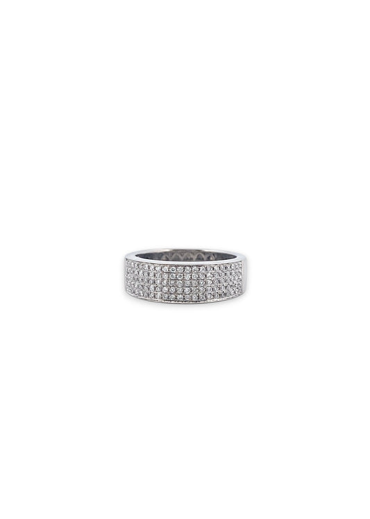 14457GM - Sortija oro blanco de 18kt con pavé de diamantes