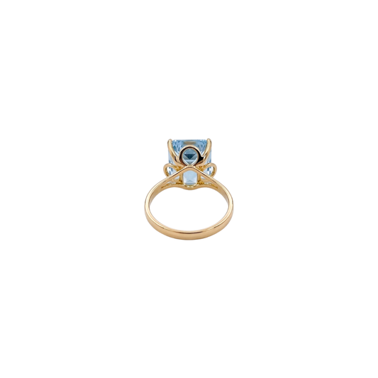 Comprar anillo de oro amarillo de 18kt con topacio talla baguette engastado en 4 grapas. Joyas restauradas. Joyas de segunda mano. Joyería Ian'Or.