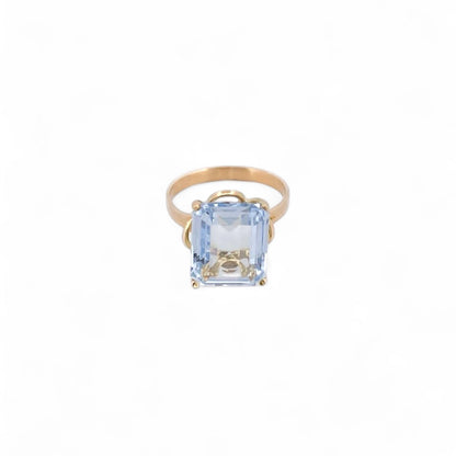 Comprar anillo de oro amarillo de 18kt con topacio talla baguette engastado en 4 grapas. Joyas restauradas. Joyas de segunda mano. Joyería Ian'Or.