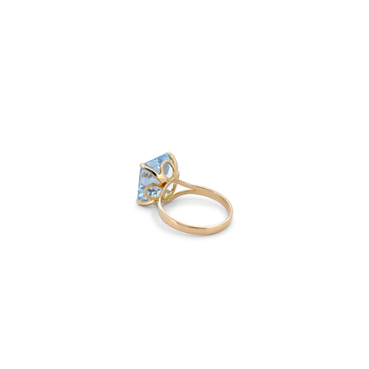 Comprar anillo de oro amarillo de 18kt con topacio talla baguette engastado en 4 grapas. Joyas restauradas. Joyas de segunda mano. Joyería Ian'Or.