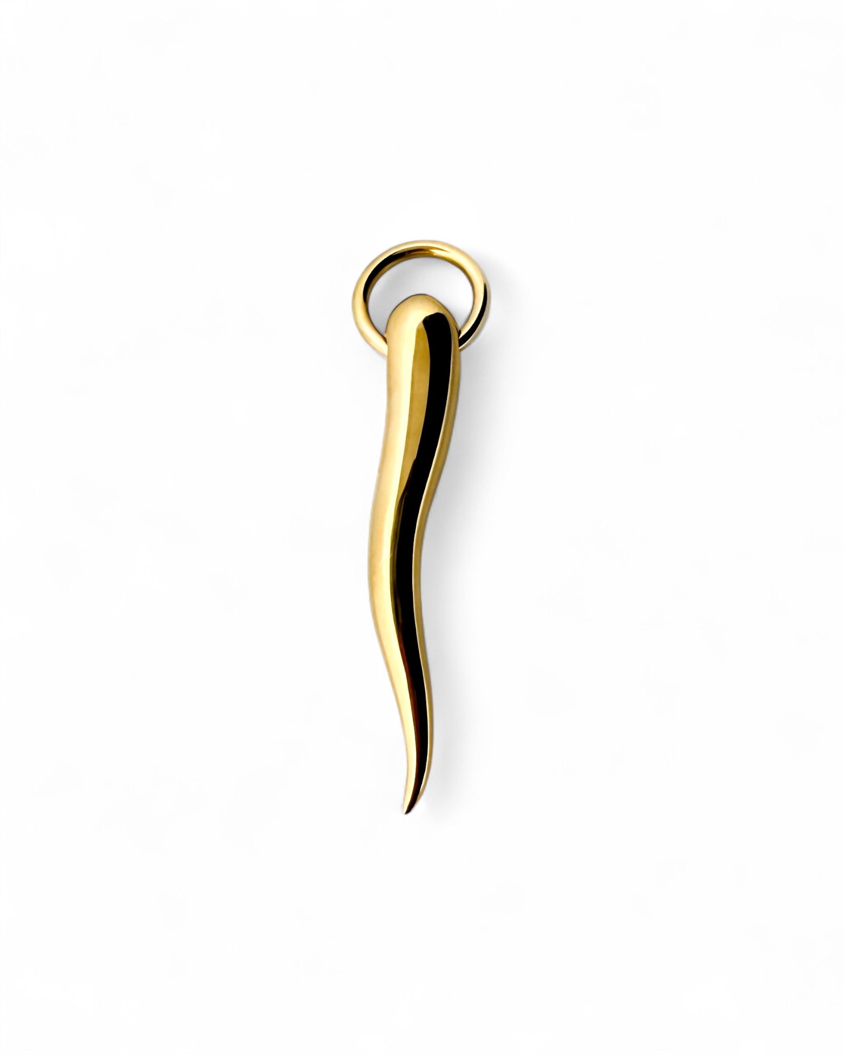 Colgante en forma de cuerno de la firma Pomellato de la colección Cornetti realizado en oro de 18k. Amuleto portafortuna llamado Cornicello, joyas Pomellato al mejor precio