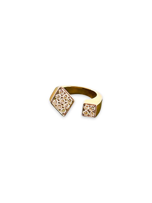 14590GM - Anillo rombo y cuadrado oro amarillo 18kt y diamantes
